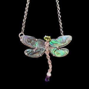 RETIRED Carolyn Pollack Ltd Edition Sterling Silver Abalone Dragonfly Necklace